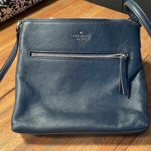 Kate Spade Navy Leather Bag with Silver Accents